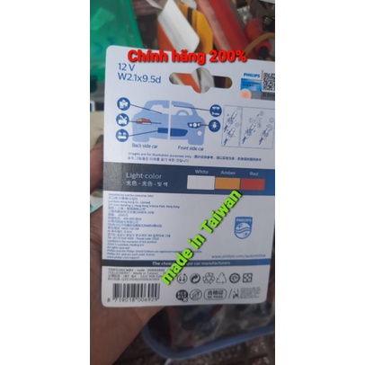 Bóng đèn Led T10 Philips 12v BH 2năm chính hãng giá 1 cặp