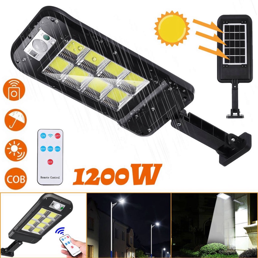 Đèn năng lượng mặt trời sân vườn solar light chống bão 150WFREESHIPĐèn 6 mắt năng lượng có điều khiển từ xa