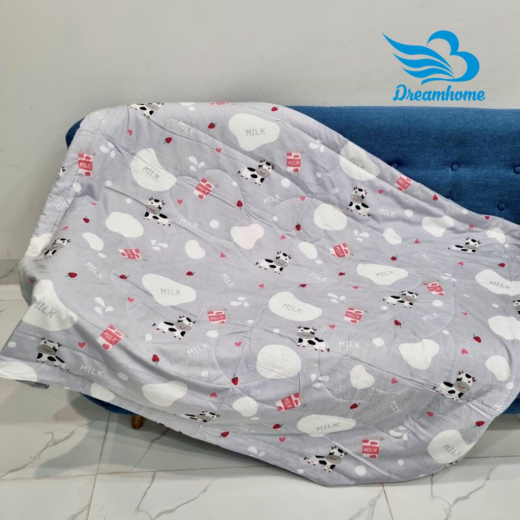 Chăn hè cho bé đi học cotton lụa mềm mịn, mền cho bé trần bông mỏng mát size 1m2x1m5 Dreamhome