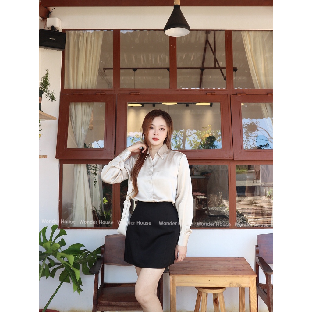 Váy quần Wonderhouse dáng A ôm họa tiết caro chất liệu dày dặn đi làm, dạo phố, dự tiệc - Lita skirt