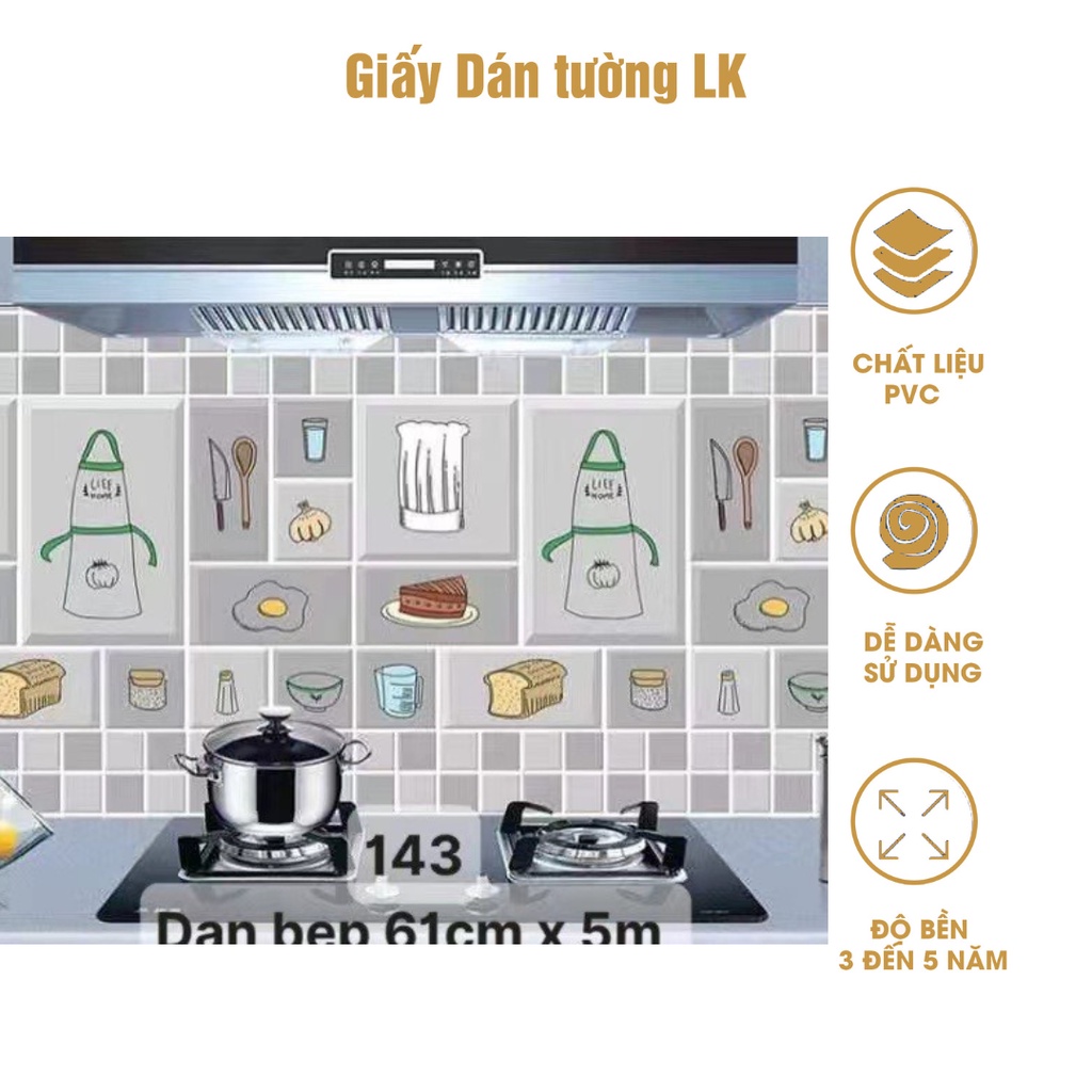 Decal Dán Bếp Cách Nhiệt,Dễ Lau Chùi Chống Thấm Nước Kích Thước 61Cm X 5m Hình Ảnh Ngộ Nghĩnh Bánh Trái Đa Dạng
