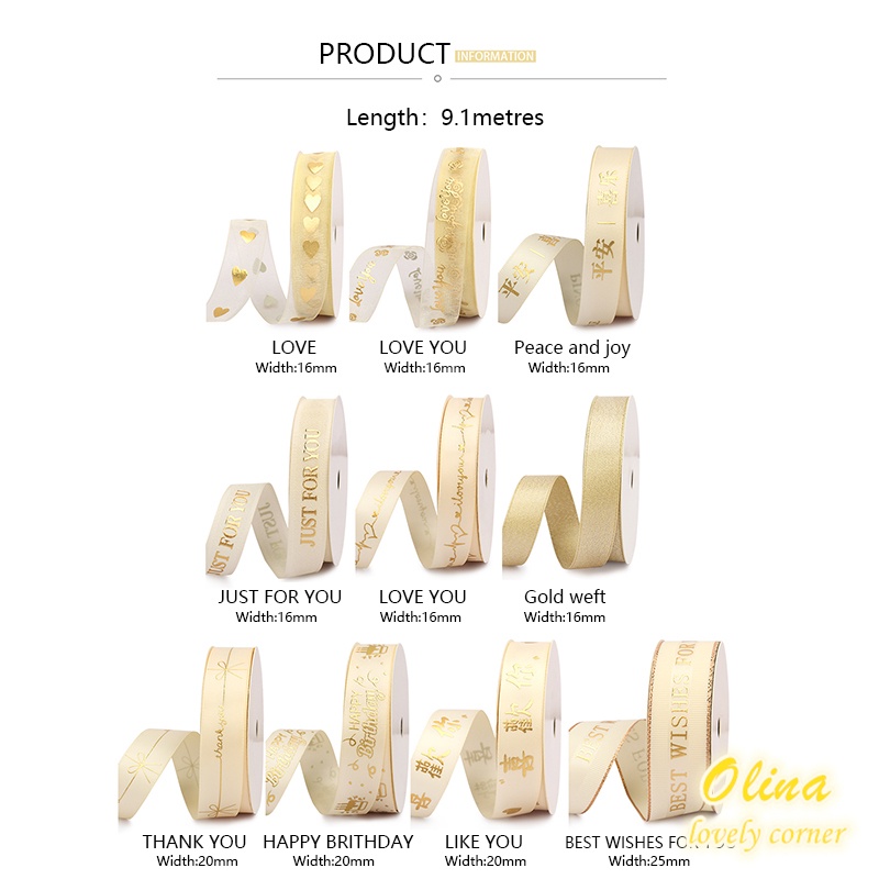 Cuộn Dây Ruy Băng 9.1Mon Dùng Trang Trí Bánh Kem Xinh Xắn