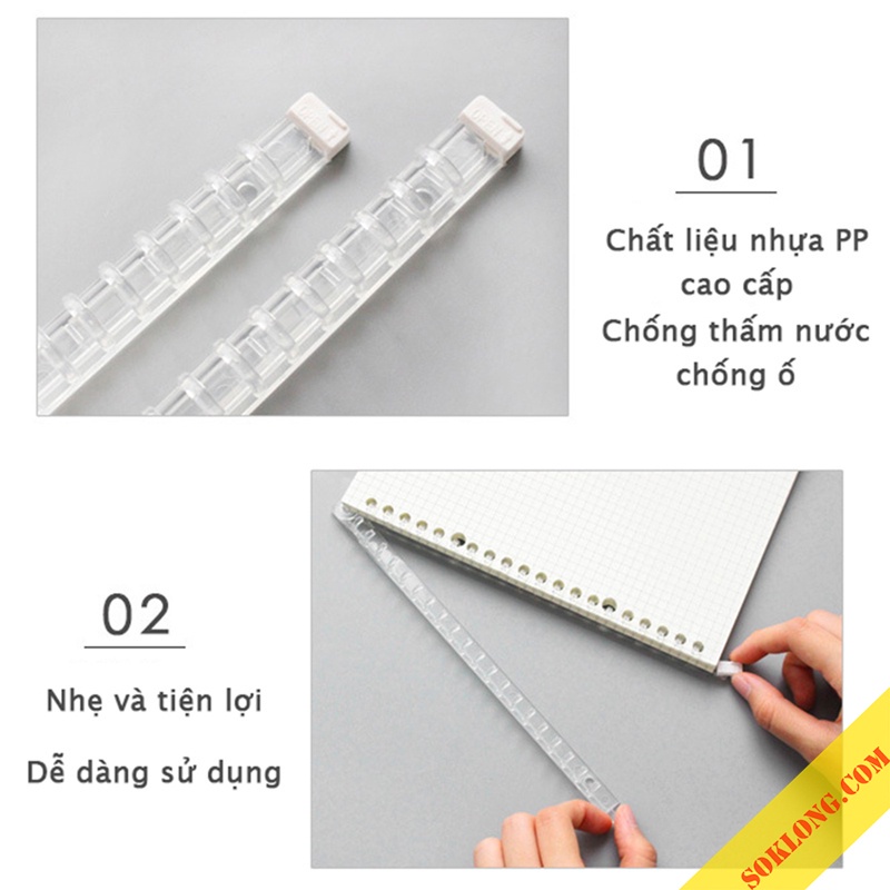 Thanh còng nhựa đóng gáy cứng B5 26 lỗ P13 gáy sổ còng binder refill giấy