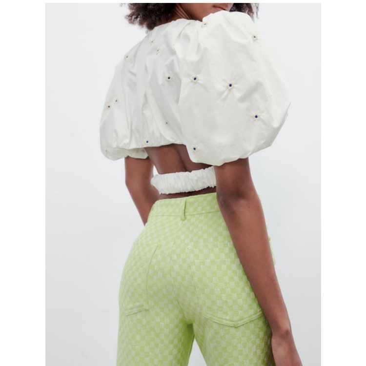 Zara Áo Sơ Mi Ngắn Tay Thêu Họa Tiết Thời Trang Mùa Hè Trẻ Trung 2320019Áo blouse