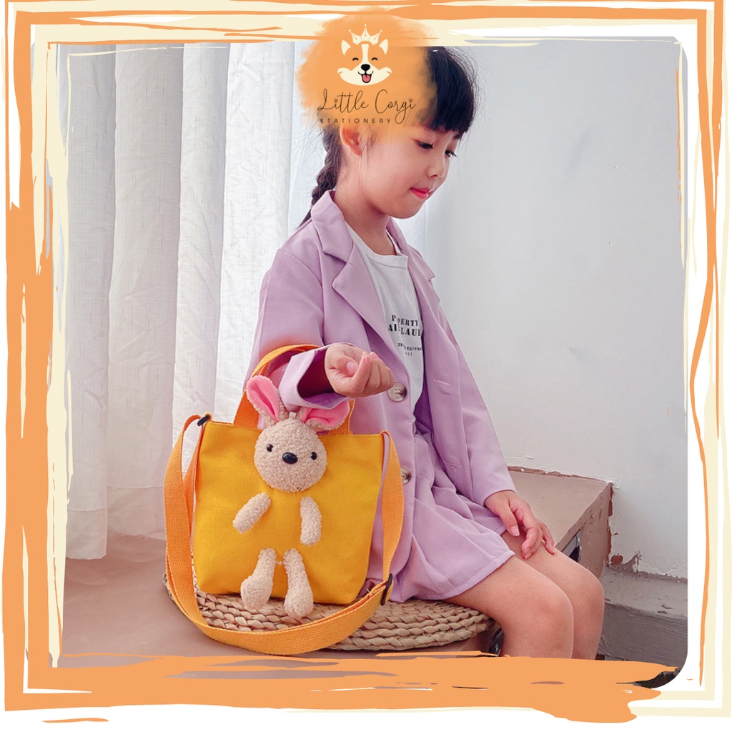Túi balo đeo chéo mini nhiều màu dễ thương phong cách đơn giản  - Túi vải đeo vai gấu bông nhiều mẫu dễ thương - Corgi
