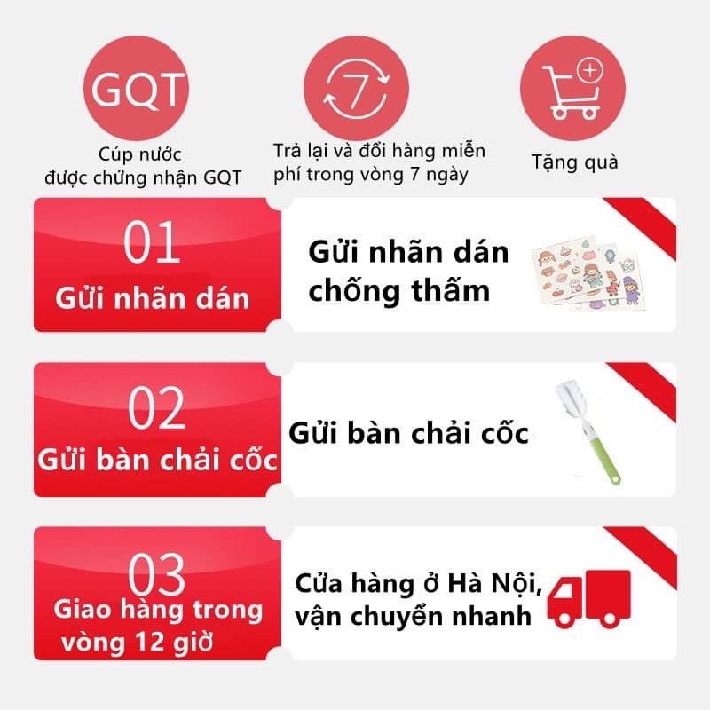 Bình Đựng Nước Sports Cup Phong Cách Thể Thao Có Ống Hút Và Dây Đeo Tặng sticker kèm cây cọ bình nước.