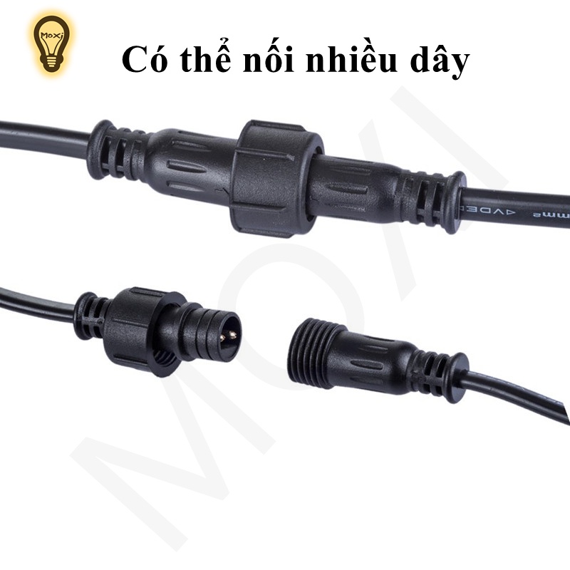 Dây LED 10 đui kèm 10 bóng đèn đổi màu trang trí DECOR ngoài trời , sân vườn chống thấm nước.