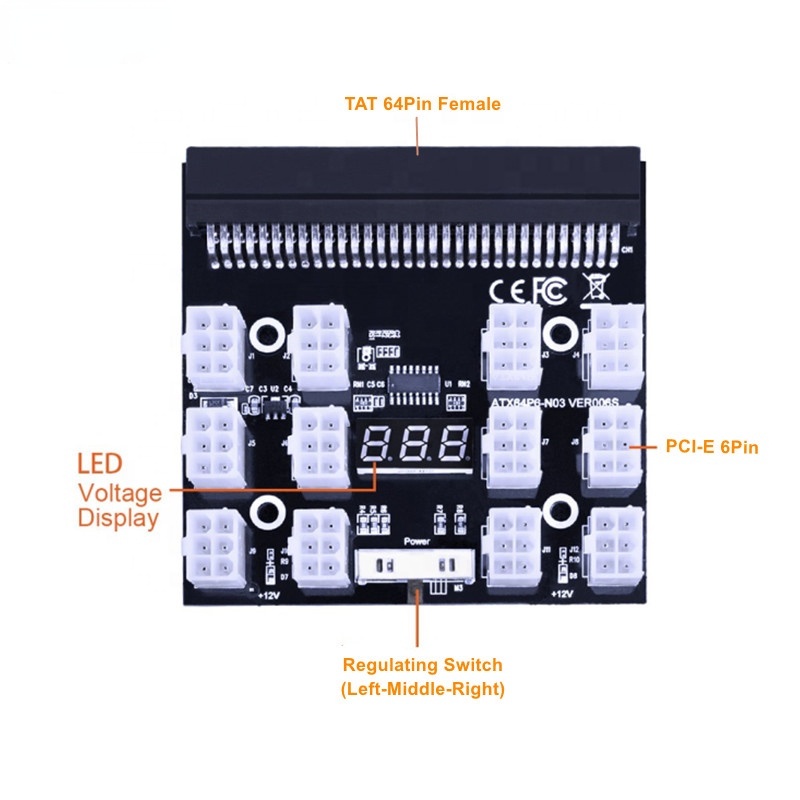 12 Cổng 6pin12V GPU Bộ Chuyển Đổi Ban Đột Phá PSU Cho HP1200W 1000W 750W