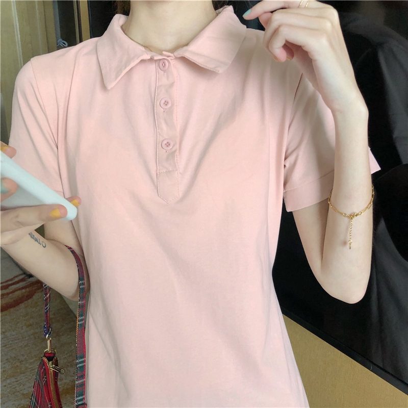 Váy polo ngắn tay màu hồng thiết kế xinh xắn thời trang cho nữ | BigBuy360 - bigbuy360.vn