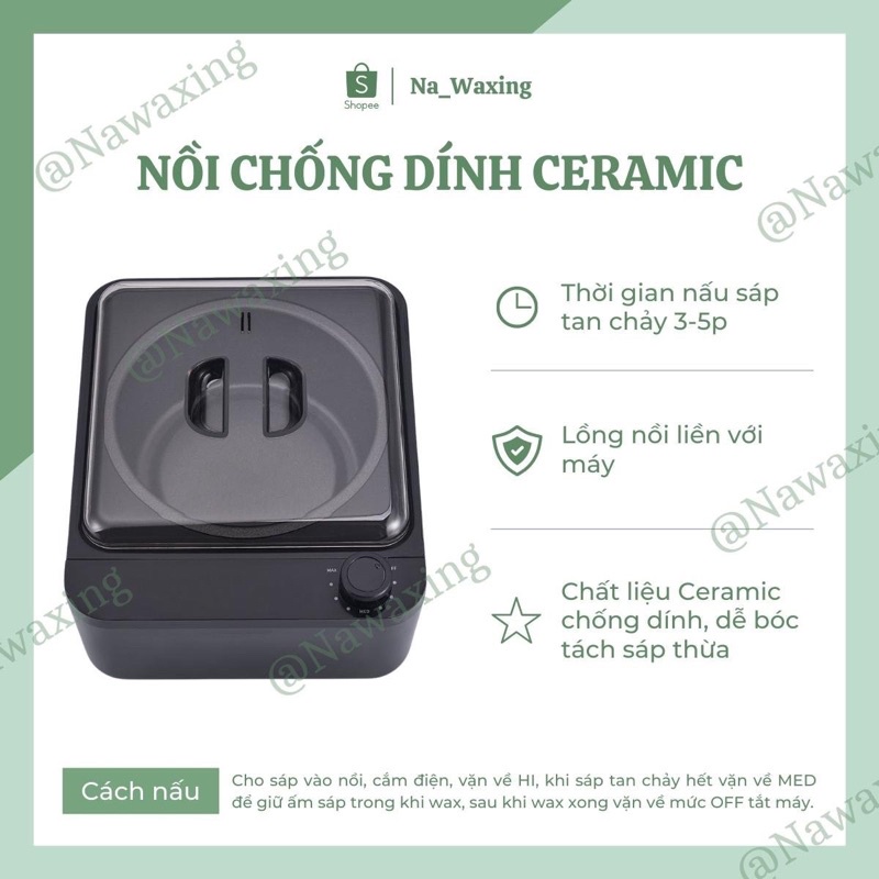 NỒI NẤU SÁP WAX LÔNG CHỐNG DÍNH CERAMIC CAO CẤP