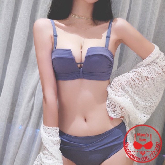 Bộ đồ lót nữ, áo lót nữ, áo ngực nữ AL308 cúp ngang không gọng đệm dày nâng ngực chống xệ mút kép,khoét ngực chữ V sexy