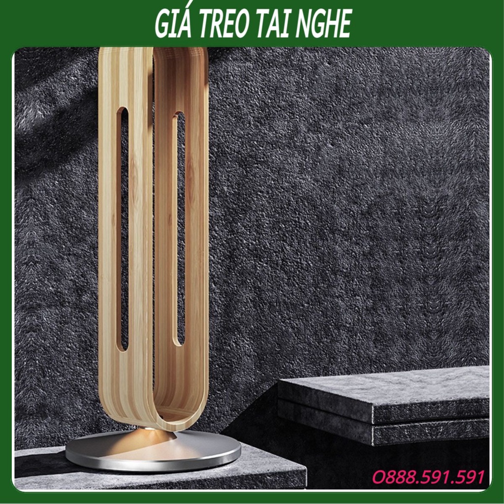 Kệ đỡ treo tai nghe headphone P45 kết hợp từ gỗ và hợp kim nhôm cao cấp.