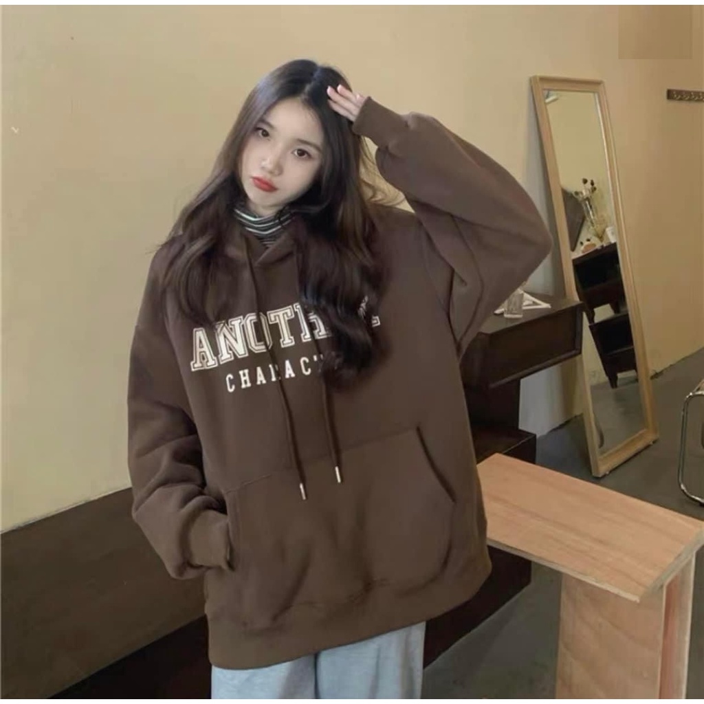 [RẺ VÔ ĐỊCH] Áo Hoodie Another Nâu Tay Chuông  Unisex - Nỉ form rộng kiểu dáng oversize in chữ basic hàn quốc | BigBuy360 - bigbuy360.vn