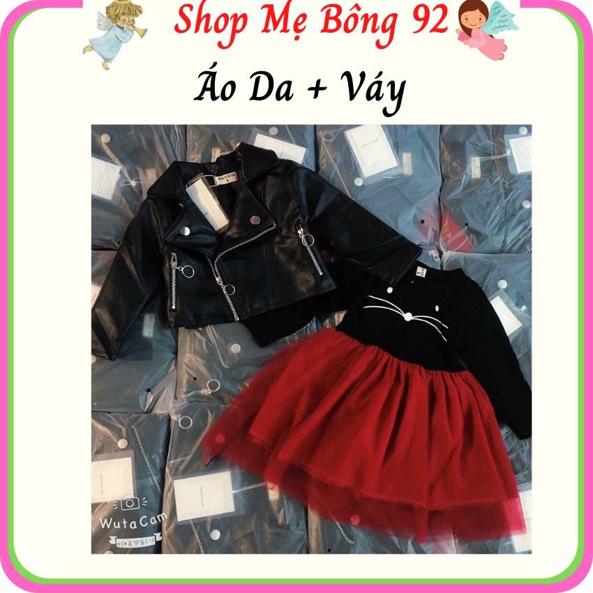 Sét Váy Đầm Áo Khoác Da Kèm Váy Zip Tầng Ren Dài Tay Diện Tết Bé Gái VB2346 – Shop Mẹ Bông 92