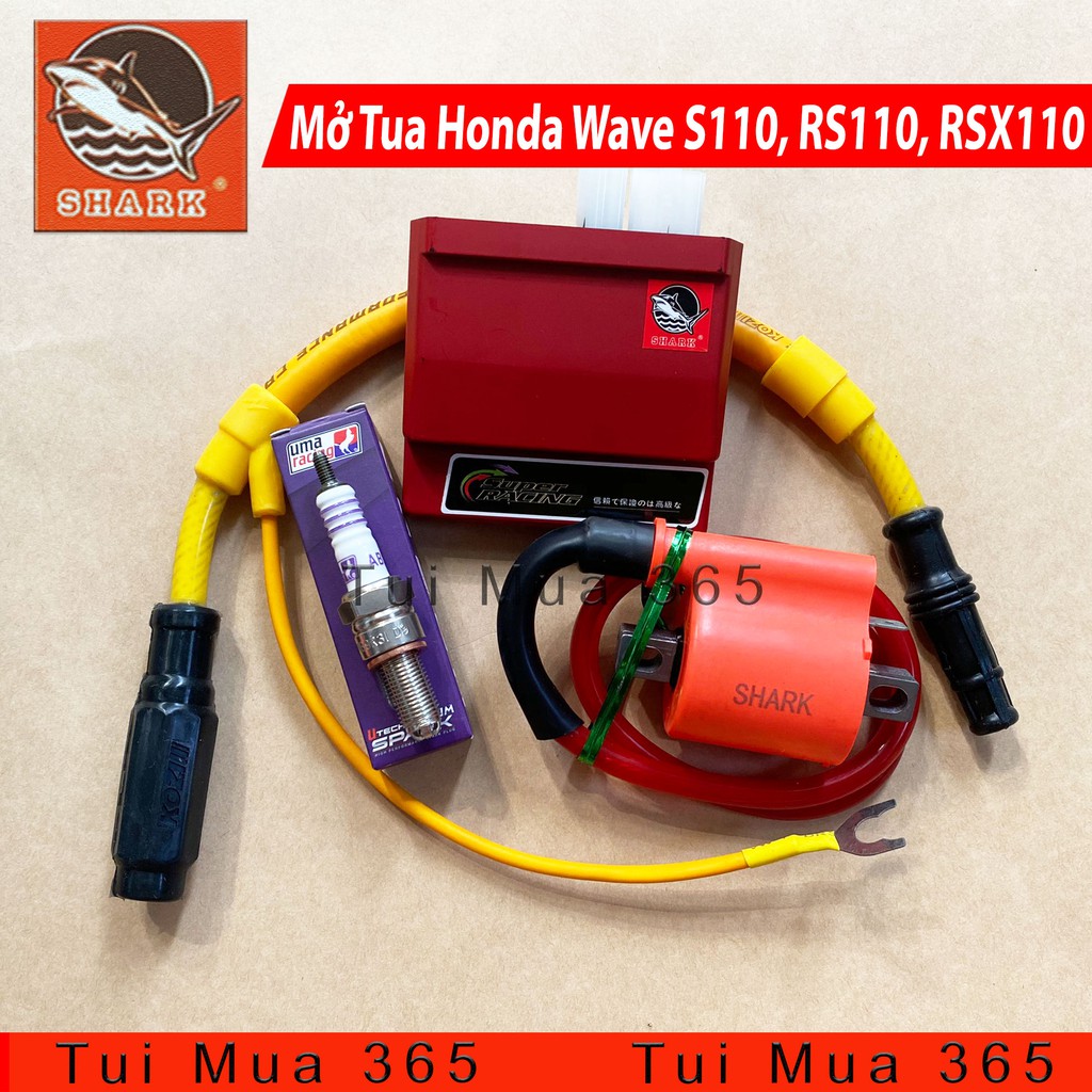 Combo Độ dàn lửa IC, Mobin Sườn Shark, Bugi Uma, dây tăng áp Mở Tua Honda Wave S110, RS110, RSX110