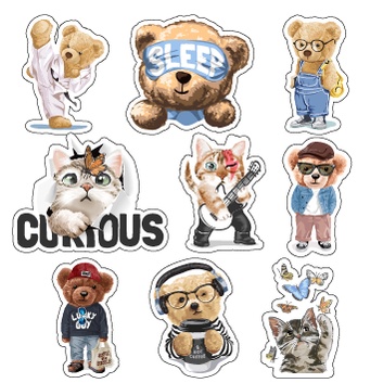 Bộ 10 Sticker ủi áo Hình Gấu Teddy Siêu Cưng