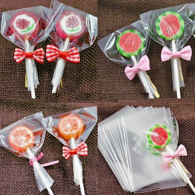 (Set 100) Túi cookies, Popcake, socola và kẹo, dây buộc, que cắm