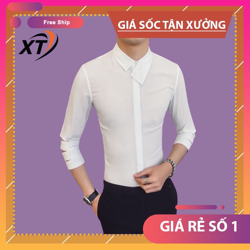 Áo sơ mi nam, Áo sơ mi T&T tay lỡ làm từ hỗn hơp rợi tổng hợp, co giãn nhẹ, mặc thoải mái, thấm hút mồ hôi N17