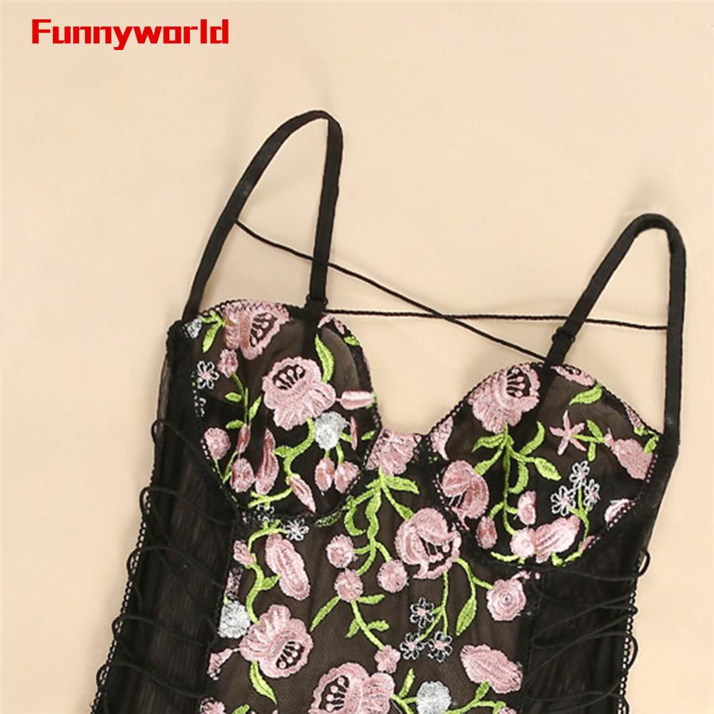 Bộ Đồ Lót Liền Thân Phối Ren Thêu Hoa Gợi Cảm Cho Nữ | BigBuy360 - bigbuy360.vn