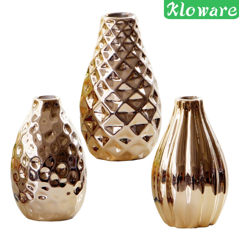 Bình Hoa Bằng Gốm Sứ Màu Vàng Đồng Sang Trọng Dùng Trang Trí Bàn Phong Cách 1