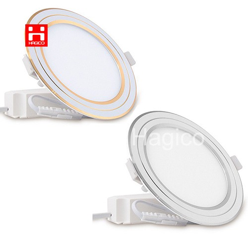 Đèn LED Panel tròn đổi màu 3 chế độ sáng Rạng Đông 12W PT05 ĐM 135/12W viền vàng viền bạc