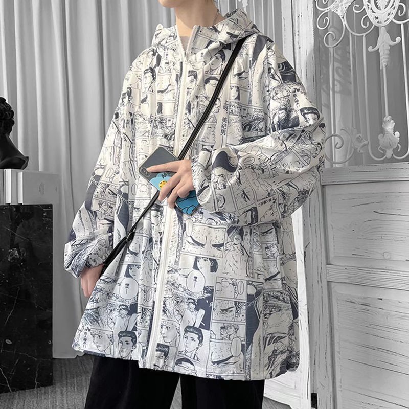 Áo Khoác Có Mũ Trùm In Hình Anime Thời Trang Mùa Thu Đông Dành Cho Nam