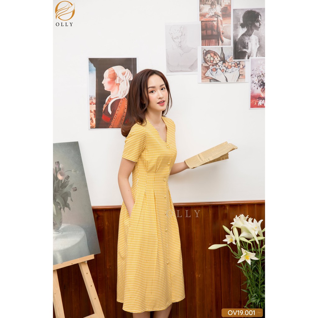 Đầm caro tay lỡ OLLY_OV19.001 | BigBuy360 - bigbuy360.vn