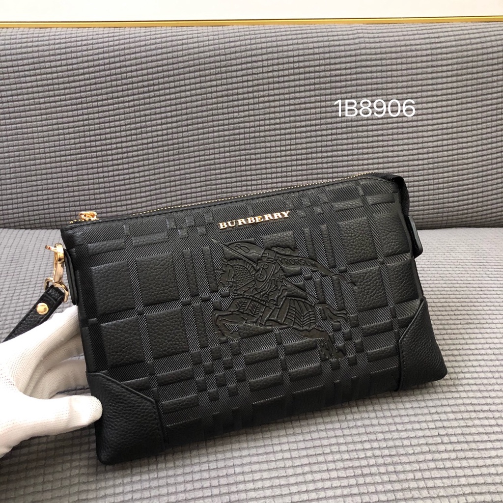 Ví cầm tay nam da thật thời trang cao cấp Burberry BBR phong cách sang trọng, thời thượng