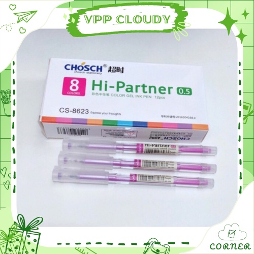 Bút/Viết gel mực tím Chosch Hi-Partner 💖 FREESHIP 💖