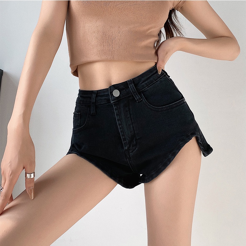 Quần Short Denim Lưng Cao Gợi Cảm Hợp Thời Trang Cho Nữ