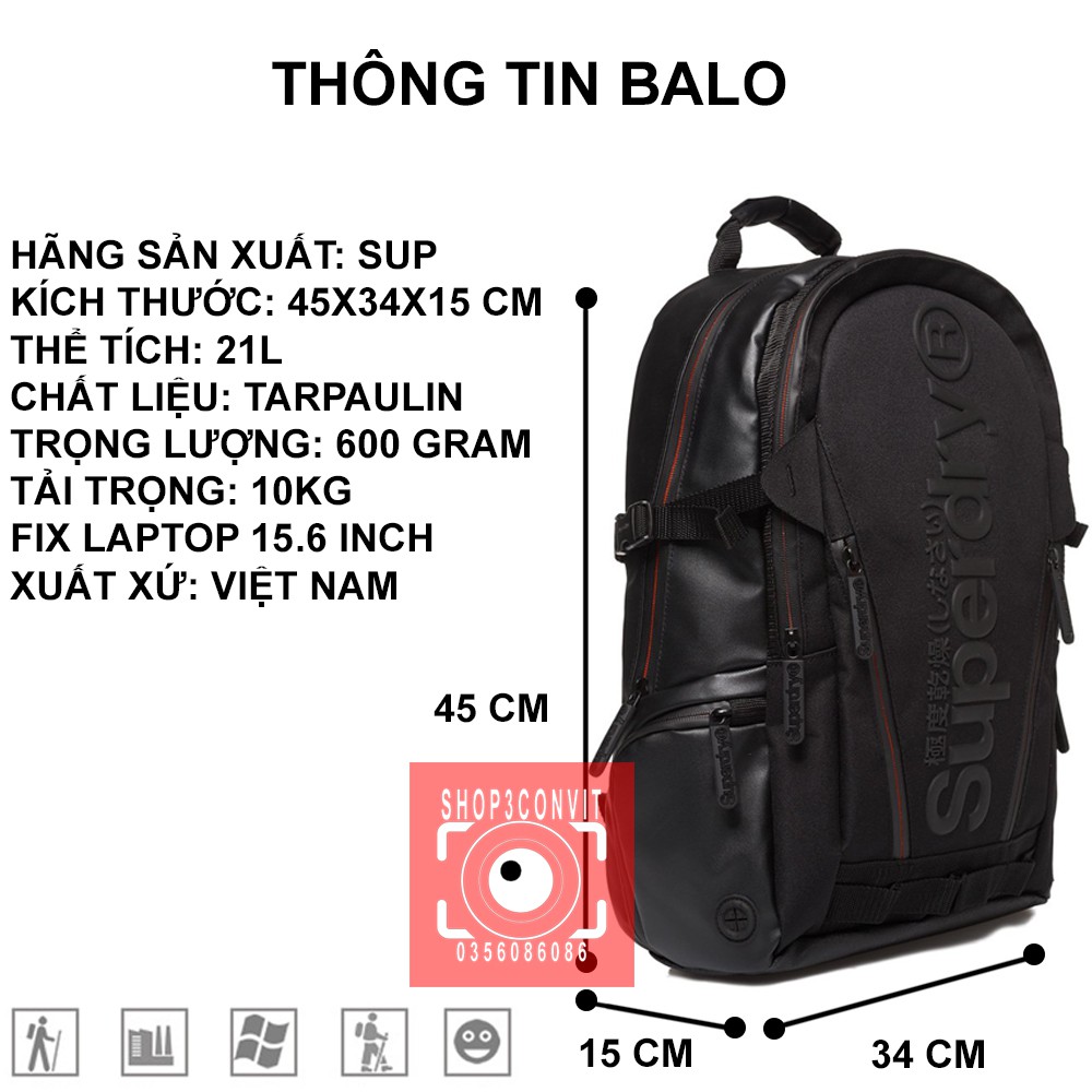 Balo laptop chống nước Superdry Buff Tarp