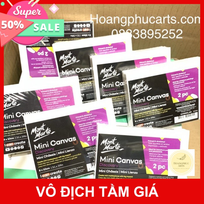 Toan mini canvas 8x10 - 2 canvas/ bộ- Trang trí xinh xắn Chính hãng Mont Marte