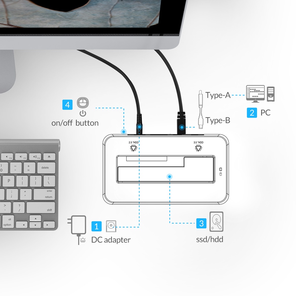Hộp đựng ổ cứng Orico 2.5/3.5 inch USB3.0 sang SATA HDD 8TB