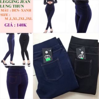 QUẦN LEGGING GIẢ JEAN MÀU ĐEN