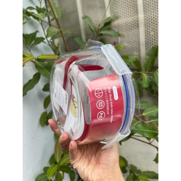 Hộp Thủy Tinh Tròn Chia 2 Ngăn Nikko [INOCHI] 950ml Chịu Nhiệt Cao Cấp..