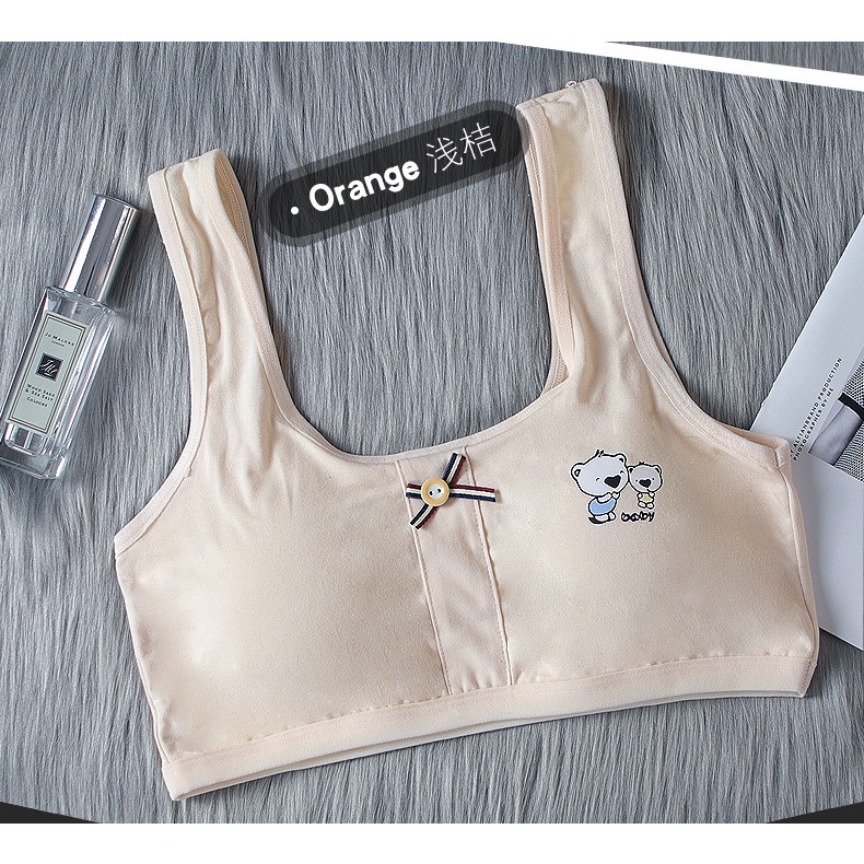 Áo Lót Thể Thao Sát Nách Đính Nơ In Hoạt Hình Gấu Dễ Thương Cho Nữ Sinh