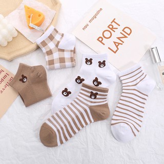 Set 5 tất cổ ngắn, tất gấu ngắn cổ dệt kim siêu cute TN/309