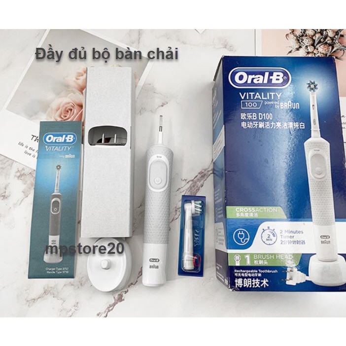 [Hàng chính hãng] Bàn chải điện đánh răng tự động Oral B D100 làm sạch răng, hạn chế viêm nướu