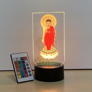 Đèn led Mica in hình Phật Adida trang trí bàn thờ Led-02