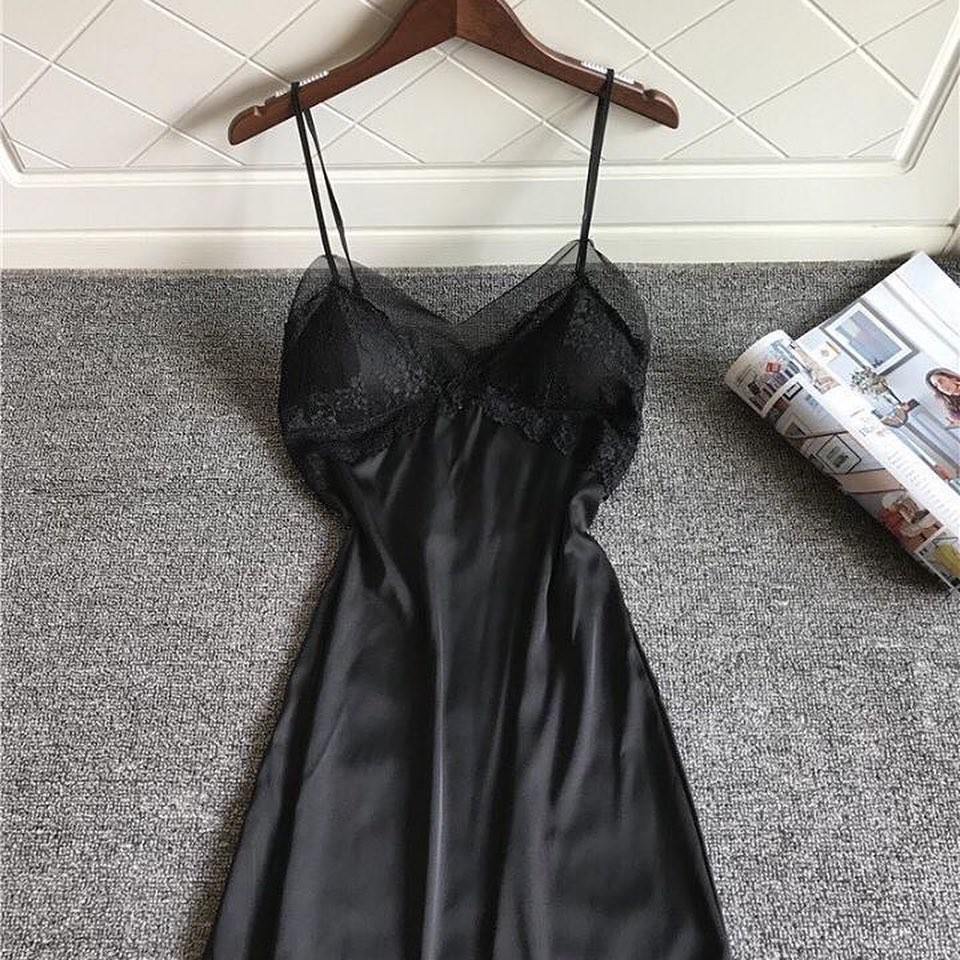 Váy ngủ lụa satin cao cấp phối lưới ren gợi cảm giá rẻ-HONEY | BigBuy360 - bigbuy360.vn