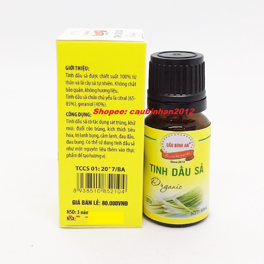 Tinh Dầu Sả Cầu Bình An Chai 10ml Nguyên Chất 100%