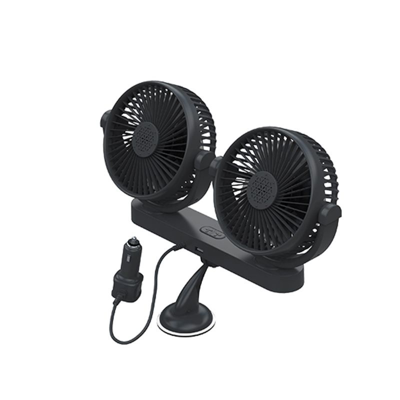 Quạt Xe Hơi EDB * 12 24Volt 360° Quạt Làm Mát Xoay Được Với 2 Cổng Sạc USB Và Phích Cắm Cho Xe Hơi