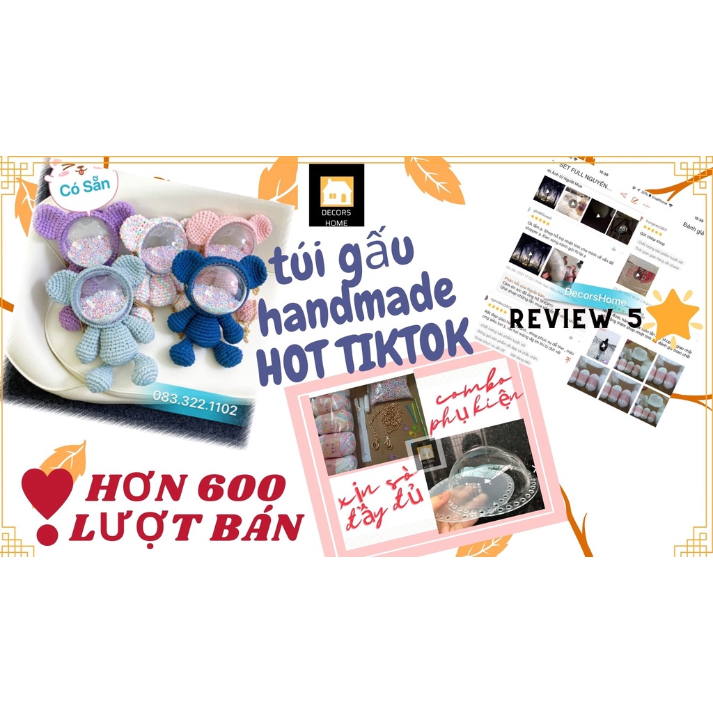 SET FULL NGUYÊN LIỆU ĐAN TÚI GẤU LEN SIÊU HOT Nhiều Mẫu (có ảnh thật nhiều mẫu)