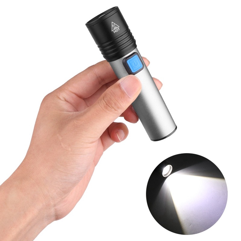 Đèn LED 3000LM T6 Đèn Pin USB Có Thể Sạc Lại Không Thấm Nước Có Thể Phóng To Pin Tích Hợp
