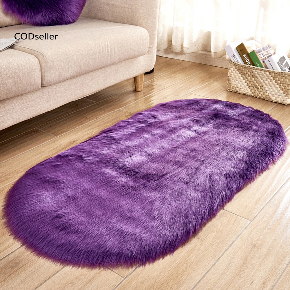 Thảm Lông Lót Ghế Sofa Hình Oval Sáng Tạo