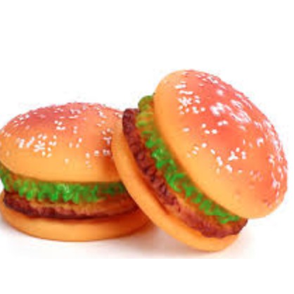 Đồ chơi cho chó mèo bánh hamburger bằng nhựa có kèn kêu chíp chíp đáng yêu