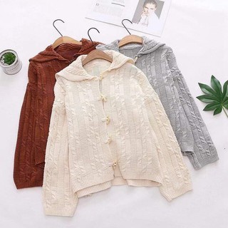 CÓ SẴN - Áo khoác len cổ bẻ nút gỗ - SHOPFORGIRL