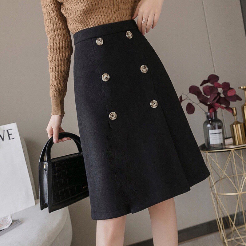 Chân váy nữ kiểu chữ a phối hai hàng cúc dài qua gối cực xinh váy đẹp nhất 2021 | BigBuy360 - bigbuy360.vn