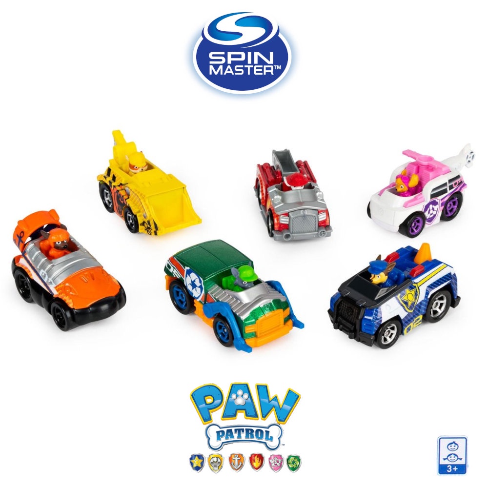 Bộ 6 mô hình Xe chó cứu hộ Paw Patrol True Metal tỷ lệ 1:55 - Rocky, Zuma, Marshall, Rubble, Skype và Chase (No box)