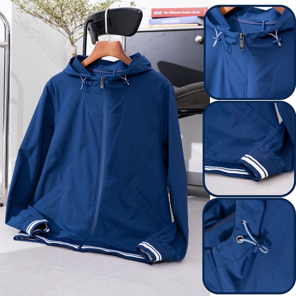 Áo khoác jacket DUGARCO nam một lớp có mũ cao cấp tính năng trượt nước 228JM22087